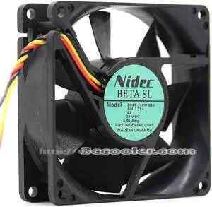Original NIDEC D08T-24PM Q3B 8CM 8025 24V  0.13A  3 Wires  Ball Bearing Inverter Fan, Cooling fan