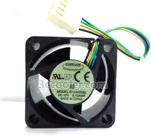 Original EVERFLOW R124020BL 4020 12V 0.13A Dual Balls bearing 3 Blades 4 Wires 4 pins Connector With PWM  DC fan,Case fan