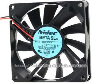 Original NIDEC D08R-12TM14 8015 DC12V 0.13A 8cm BNR Bearing 2 Wires 2 Pins DC Fan