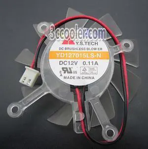 Y.S.TECH 7015 YD127015LS-N 12V 0.11A 2 Wires 4 mounting-hole Cooling fan for video Card