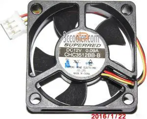 SUPERRED 3510 CHC3512BB-B 12V 0.09A 3 Wires Cooling fan