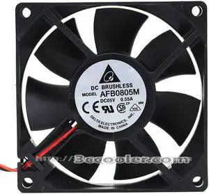 Original Delta 8025 8CM AFB0805M 5V 0.55A Dual Balls Bearing  USB Brushless DC Fan for router