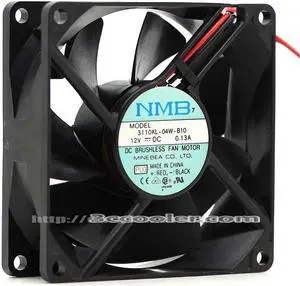 Original NMB 3110KL-04W-B10 8025 8CM 12V 0.13A 2 Wires Dual Balls Bearing DC Fan