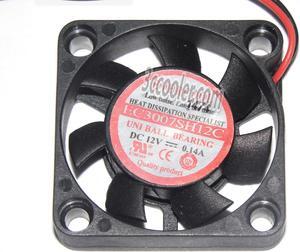 EVERCOOL 3007 EC3007SH12C 12V 0.14A 2 Wires 2 Pins Connector Square Cooler fan
