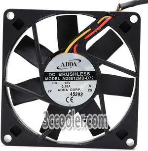 ADDA AD0812MB-D72 8015 12V 0.15A Dual Balls Bearing 3 Wires 3 Pins CPU,Case Fan