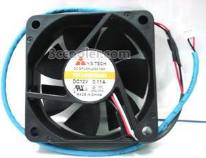 Original Y.S.TECH  FD1260020MB 6CM 6020 Dual Balls bearing DC12V 0.11A DC Fan with 3 Wires 3 Pins Connector