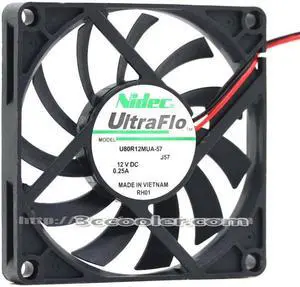 Nidec  80*10MM U80R12MUA-57 DC12V 0.25A 2 Wires 8CM Case Fan Axial fan