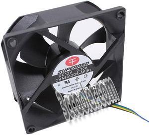 Superred 8CM 8025 CHA8012DS-AP(R) 12V 0.30A 44.13 CFM PWM 4 Wires 4 Pins Case Fan