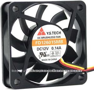 Y.S.TECH 6015 FD126015MB 12V 0.14A 3 Wires 3 Pins 6CM Case Fan