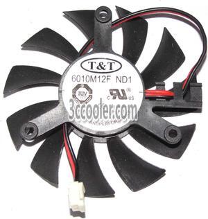 T&T 6CM 6010M12F ND1 12V 0.2A 2 Wires 2 Pins Frameless VGA Cooling Fan