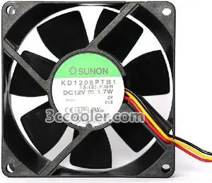 SUNON 80x25mm KD1208PTB1 13.(2).F.GN 12V 1.7W 3 Wires  3 Pins Case Fan
