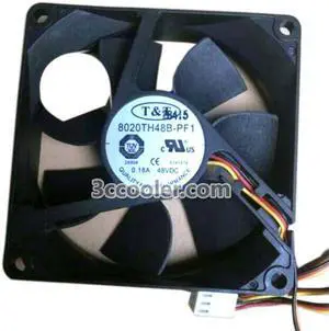T&T 80x20mm 8020TH48B-PF1 48V 0.18A 3Wire Cooling Fan,8CM case Fan power fan
