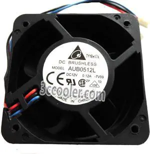 DC Square Cooler of  Delta 5025 AUB0512L with 12V 0.12A 3-Wires DC Square Cooler of  Delta 5025 AUB0512L with 12V 0.12A 3-Wires