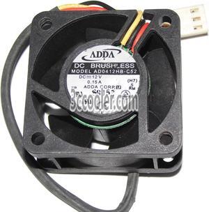 Square Cooler of ADDA 4020 AD0412HB-C52 with 12V 0.15A 3-Wires