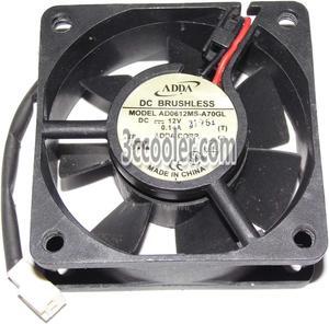 ADDA 60x25mm AD0612MS-A70GL 12V 0.14A 2 Wires 2 Pins Case Fan 6CM CPU Cooler