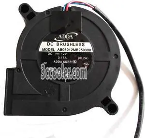 ADDA 6cm AB06012MB250300 12V 0.18A 3 Wires 3 Pins Blower For Projector case fan