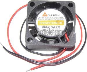 Y.S.TECH 2510 25*10mm FD0525107B-2N 5V 0.55W 2 Wires Case fan 2.5CM Micro Cooler For Router Switch