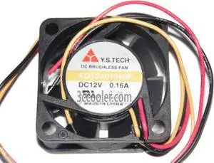 Y.S.TECH 4015 40*15mm FD124015HB 12V 0.16A 3 Wires Case fan 4CM mini cooler
