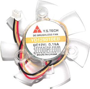 Y.S.TECH 45mm(D) YD125010EB 12V 0.19A 3 Wires 3 Pins VGA fan frameless video card cooler