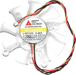 Y.S.TECH YD128015EL 12V 0.46A 3 Wires 3 Pins 4 mounting-hole VGA fan transparent graphics cooler