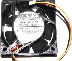 Melco 6025 60*25mm MMF-06D24DS FC5 BKO-C2461H07 24V 0.09A 3 Wires 3 Pins Case fan 6CM inverter ABB fanuc yaskawa server cooler