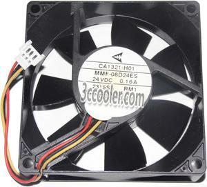 Original Melco 8CM 80*25mm MMF-08D24ES RM1 CA1321-H01 24V 0.16A 3 Wires 3 Pins Inverter Fan for YASKAWA PLC ABB