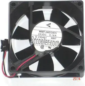 Original Melco 8CM 80*25mm MMF-08D24ES RN7 24V 0.16A 2 Wires 2 Pins Inverter Fan for YASKAWA PLC ABB