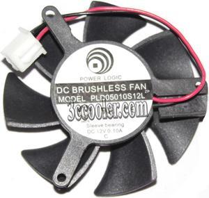 Power Logic PLD05010S12L 12V 0.1A 2 wires 2 pins transparent & green / black vga fan graphics card cooler