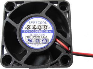 EVERCOOL 40*20mm 4CM EC4020SH12EA 12V 0.14A 2 wires 2 pins Case Fan Router Switch Cooler