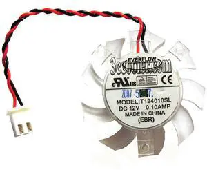 EVERFLOW T124010SL 12V 0.1A 2 wires 2 pins transparent vga fan G1975X X1300 V8502GT51 EAX1600PRO graphics card cooler