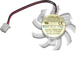 EVERFLOW T125010DM 12V 0.15A 2 wires 2 pins transparent blades vga fan graphics card cooler