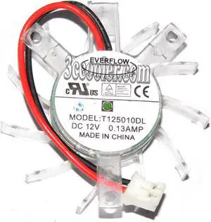 EVERFLOW T125010DL 12V 0.13A 2 Wires 2 Pins Connector For HD3650 Graphic card Fan,VGA Fan,Cooling Fan