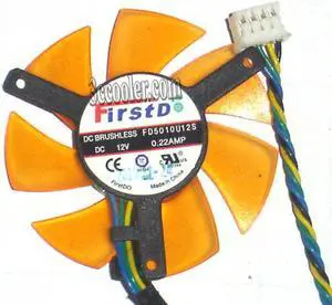 Frameless Cooling fan of FirstD 5010 FD5010U12S with 12V 0.22A 4-Wires