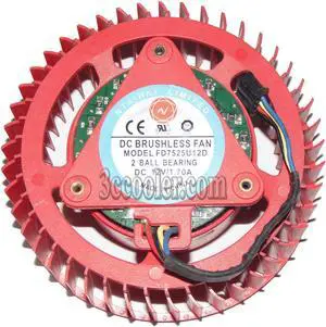 NTK FD7525U12D 12V 1.7A 4 wires 4 pins circular red vga fan graphics card cooler