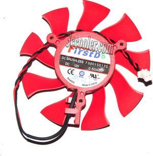 FirstD FD8015U12S 12V 0.5A 2 wires 2 pins red vga fan graphics card cooler