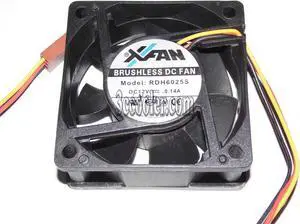 XFan 60*25mm RDH6025S 12V 0.14A 3 wires 3 pins  6CM Case fan cpu cooler