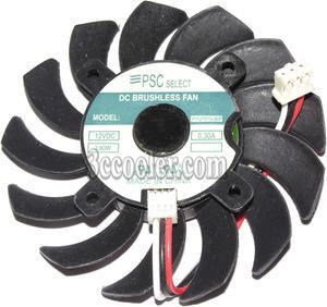 PSC P1127010LB2F 12V 0.3A 3.6W 3 Wires 3 pins 4 mounting-holes 12 blades frameless vga fan graphics card cooler
