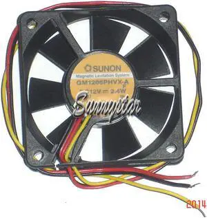 Square Cooler of SUNON 60*15mm GM1206PHVX-A with 12V 2.4W 3-Wires case fan cpu cooler