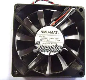 DC Square Cooler of NMB 80*15mm 3106KL-04W-B59 CB1 with 12V 0.3A 3-Wires 3 Pins  Case fan cpu cooler