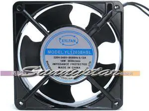 12CM AC Cooler of YL12038HSL with AC/220~240V 18(W) 50/60(Hz) 2600-2900(R/min) 2.58/3.15(M3/min) 42/45(dB-A) For IPC case Cabinet case