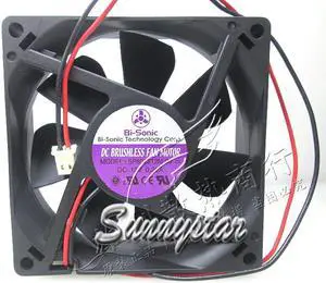 Original Bi-sonic SP802512M-03 8025 Sleeve bearing Cooling fan with 12V 0.2A 2.4W 2700RPM 34CFM 80*80*25mm 2 Wires 2pins Connector