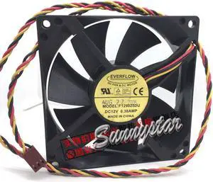 EVERFLOW 9025 9CM F129025DU CPU Fan with 12V 0.38A 3 Wires 3 Pins CPU cooler fan