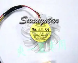 EVERFLOW T125010DM 12V 0.15A 3 wires 3 pins transparent blades vga fan graphics card cooler