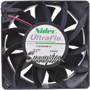 NIDEC 12038 24V 0.39A V12E24BLM9-51 2 Wires 12CM inverter converter server case fan