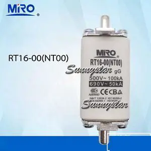 MiRO RT16-00 NT00 NTOO 50A gG 500/690V 100/50kA ceramic square tube fuse with knife shaped contact
