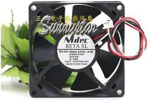 NIDEC 80*25MM D08A-24TU 24V 0.1A 3 Wires 3 Pins 8CM inverter cooler fan,case fan