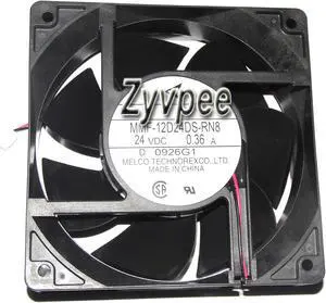 Melco 12CM 120*38mm MMF-12D24DS-RN8 24V 0.36A 2 Wires 2 Pins inverter Fan for PLC ABB Yaskawa device