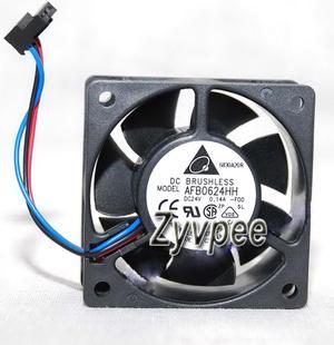 Zyvpee Delta AFB0624HH 60*25mm  24V 0.14A 3 wires 3 pins Dual Balls Bearing  6 CM DC Fan axial cooler