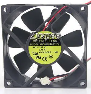 ADDA 80*25MM AD0812UB-A73GL DC 12V 0.45A 2 wires 2 pins 8cm case fan axial cooler
