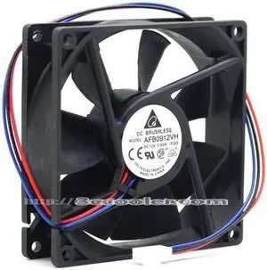 Delta 9025 AFB0912VH FOO 0.6A 12V 3800RPM 81.42 CFM 3 Wires 3 Pins 9CM Case Fan